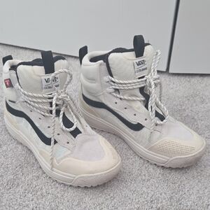 Vans Cream and Black High-Top Sneakers